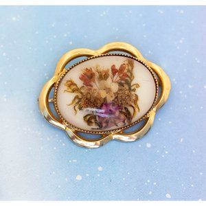 Vintage Intricate Canadian Handmade Floral Oval Wavy Brooch | NANDOR J26